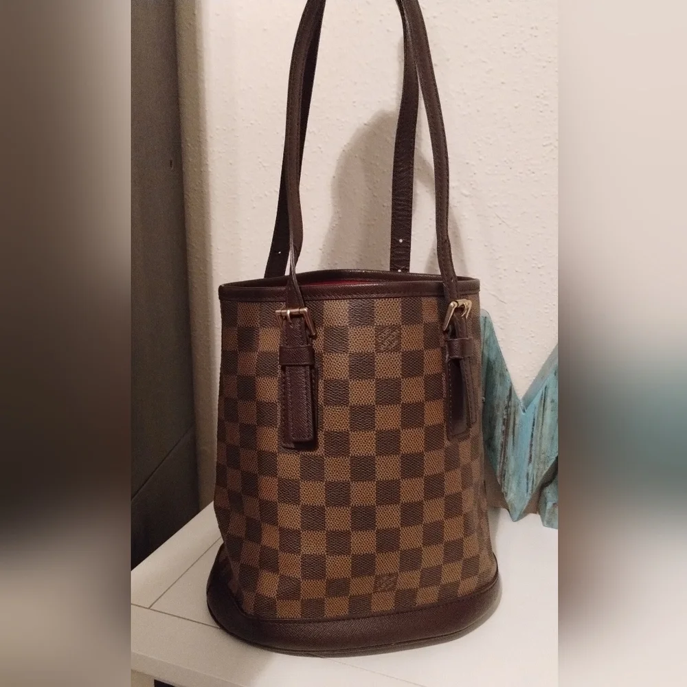 Louis Vuitton Damier Ebene Bucket Bag With Matching Wallet EUC - Picture 12 of 16